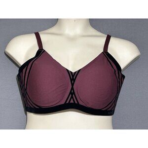 Honeylove Silhouette Bra 42C/D Fig Black Velvet Wireless Removable Pads